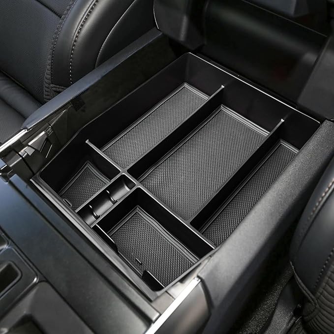 EDBETOS Center Console Organizer Compatible with Ford F150 2021-2023 Accessories (40/Console/40 Front-Seats ONLY) F-150 Armrest Box Interior Pallet Secondary Storage Box Insert Tray, Black