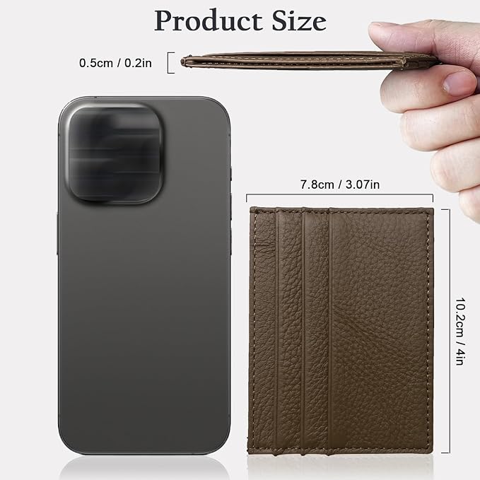 WOXVM Credit Card Holder Wallet RFID Blocking Slim Credit Card Cases Holder Premium Leather Minimalist Front Pocket Small Wallet with 6 Card Slots and 1 Pockets for Men Women