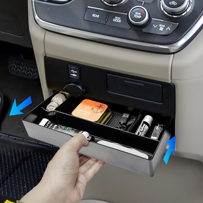EDBETOS 2PCS/Set Center Console Organizer Compatible with Toyota Sienna 2015-2018 2019 2020 Interior Accessories Console Drawer Insert Tray and Sienna Secondary Armrest Storage Box, ABS Material