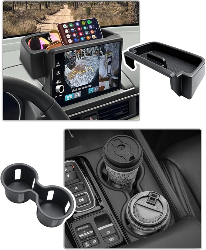 CDEFG 4PCS for 2023-2025 Honda Pilot Center Console Organizer 9-Inch Screen Organizer for 2023-2025 Honda Pilot Accessories Cup Holder Behind-Screen Dash Armrest Hidden Storage Box