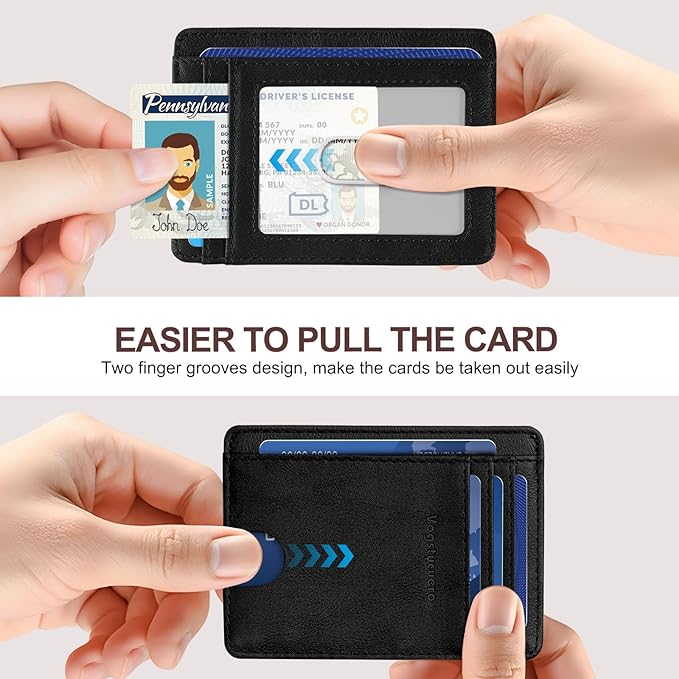 Front Pocket Thin Wallet for Men Women RFID Blocking Credit Card Holder Card Cases Slim Minimalist Wallet with Gift Box (Alaska Black)