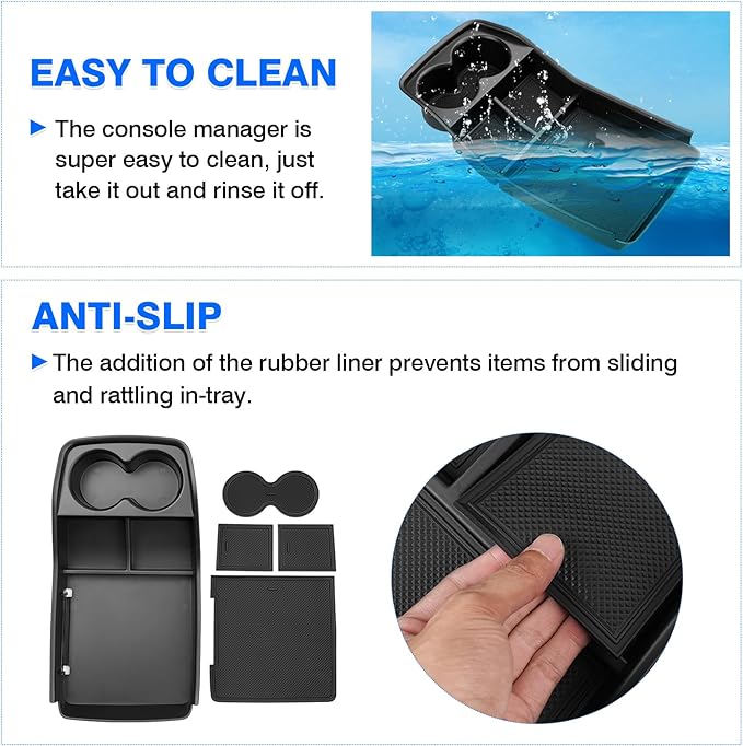Autorder Lower Center Console Organizer for 2024-2026 Kia EV9 Accessories Bottom Center Console Insert Tray with Cup Holder Storage Box