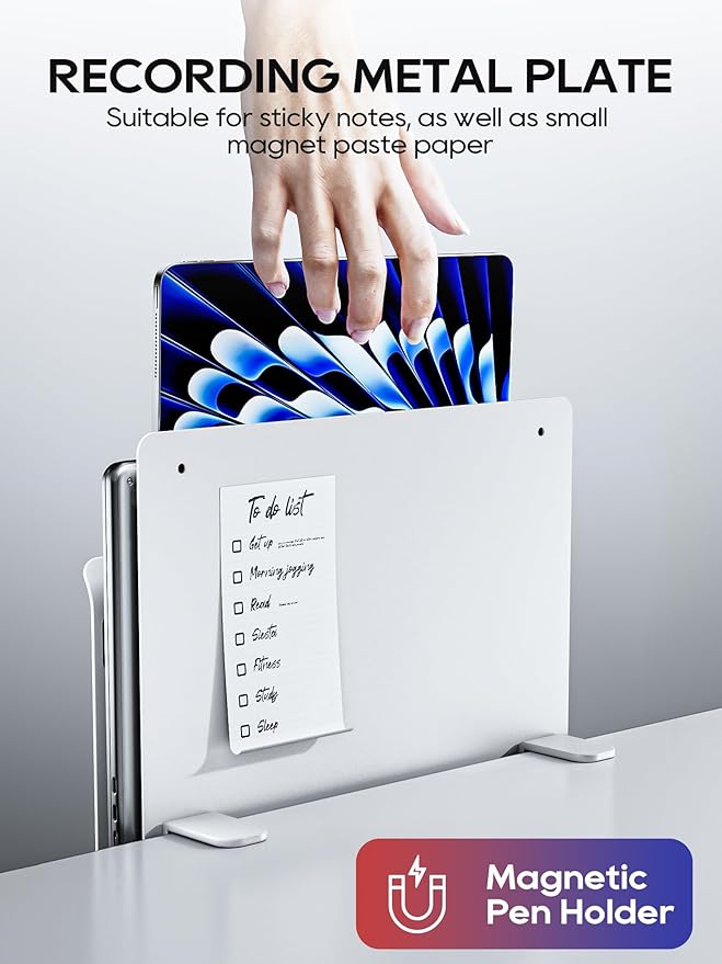 Under Desk Laptop Mount, Hanging Organizer with 2 Under Desk Hooks, Side Storage for Laptops, 22 lb Load Capacity [White]