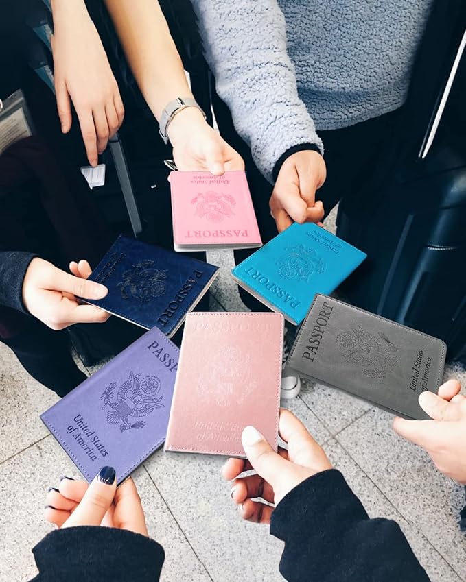Sizobi Leather Passport Holder Covers, Passport Holder for Travel Women, RFID Blocking Wallet Case, International Travel Must Haves Travel Accessories for Women Men,Cruise Ship Essentials Gifts, Pink