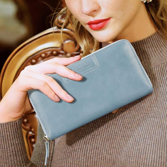 FT FUNTOR Wristlet Wallets for Women, Ladies PU Vegan Leather Clutch Wallet Zip around Phone Purse Card Holder Organizer