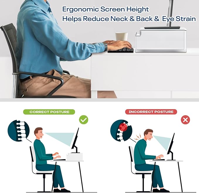 Crpich Clear Acrylic Monitor Stand Riser with Slot for Desk Accessories Organizer, Ergonomic Desktop Organizer for Computer, Laptop, Screen ??Sleek & Durable Design for Office or Home