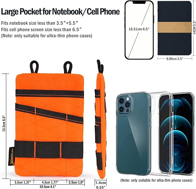 VIPERADE VE1 Pocket Organizer, EDC Pouch for Men, EDC Organizer Storage EDC Gears, Multitool Pocket Pouch Hold Your Flashlight/Pocket Knife, Pen, Notebook