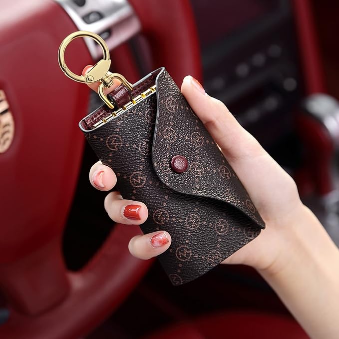 GOLF SUPAGS Women PVC Leather Car Key Chain Card Holder Wallet Pouch 6 Hook Snap Closure keys Money Organizer Case | Card Holder, 6 Hook, Snap Closure, keys, Money Organizer, Case