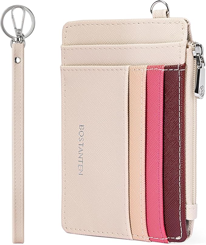 BOSTANTEN Small Wallet For Women RFID Leather Credit Card Holder Slim Wristlet Keychain Wallet With Zipper Pocket