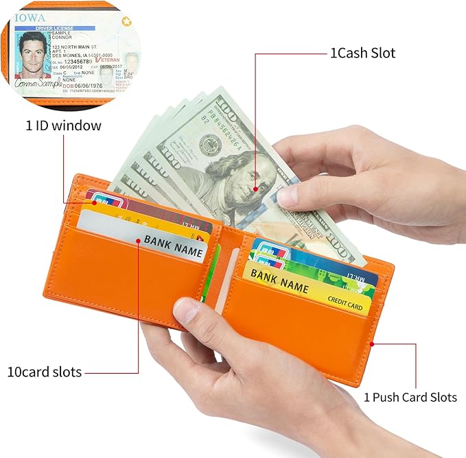 SENDEFN Wallet for Men RFID Blocking Bifold Leather Credit Card Holder