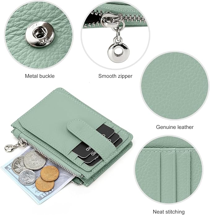 Slim Wallet for Women Genuine Leather Card Holder Thin Womens RFID Blocking Small Wallets