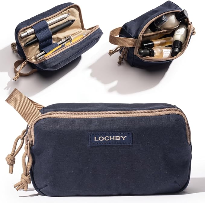 LOCHBY® Venture Pouch | Multipurpose Tactical Tool Bag | Water Resistant Waxed Canvas | Dual-Sided Zipper Pouch | for Motorcycle, Bike, EDC, Pen, Pencil, Art, Tech & Travel
