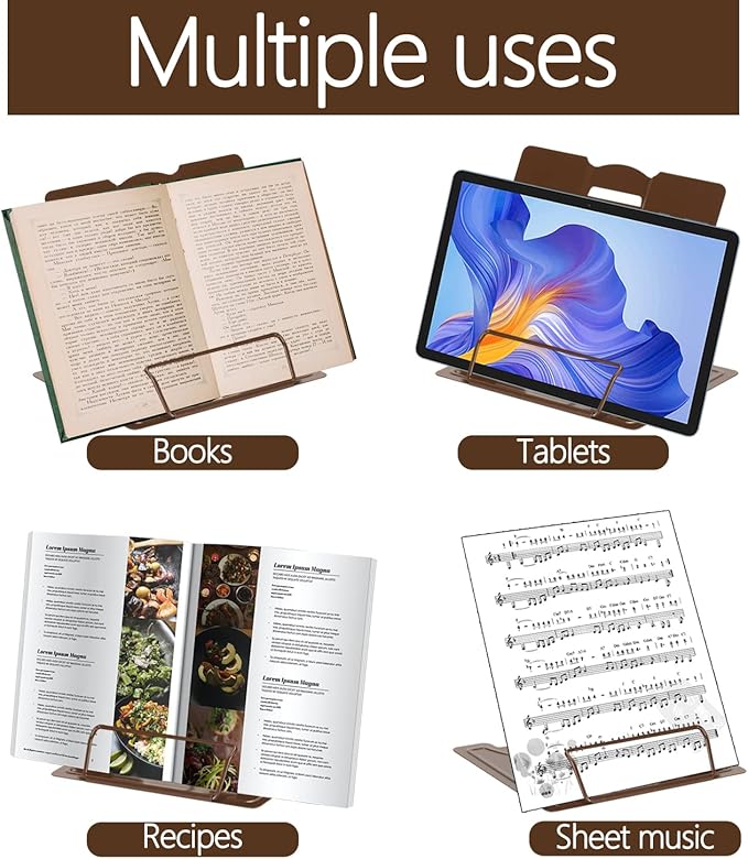 Metal Book Stand Adjustable Book Holder for Reading