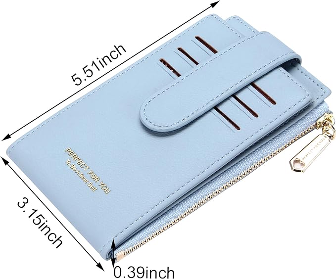 Badiya Slim Women Wallet RFID Blocking Bifold Compact 9 Card Slots Holder Wallets Soft Leather with Zipper Coin Pocket 2 ID Window