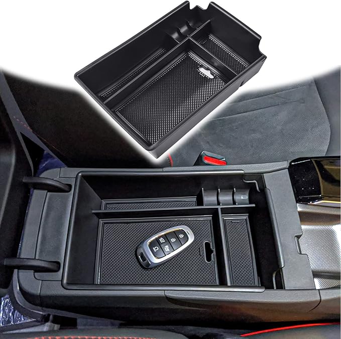 TACOBRO Center Console Organizer Compatible with Hyundai Sonata 2020 2021 2022 2023 Accessories, Sonata N-Line/Limited Insert Tray Secondary Storage Armrest Box ABS Black