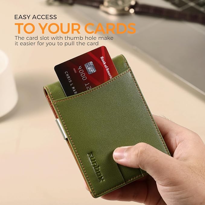RUNBOX Slim Money Clip Wallets for Men and Teen Boys RFID Blocking 11 Card Holder Minimalist Small Leather Bifold Novelty Men's Wallet Front Pocket Gift Box