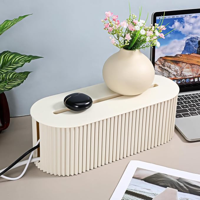 SHENLIU 2-Pack Cable Management Box, 13x5.12x4.5 inches Cable Organizer Box to Hide Power Strip & Under Desk for Power Strips Surge Protectors Chargers Adapters Office Home