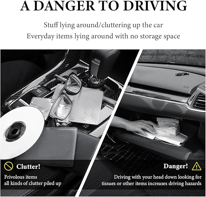DXNQ Car Trash Can, Leather Foldable Hanging Trash Bag, Multi-Function Mini Storage Box Garbage Can for Car Back Seats and Side Door, Black
