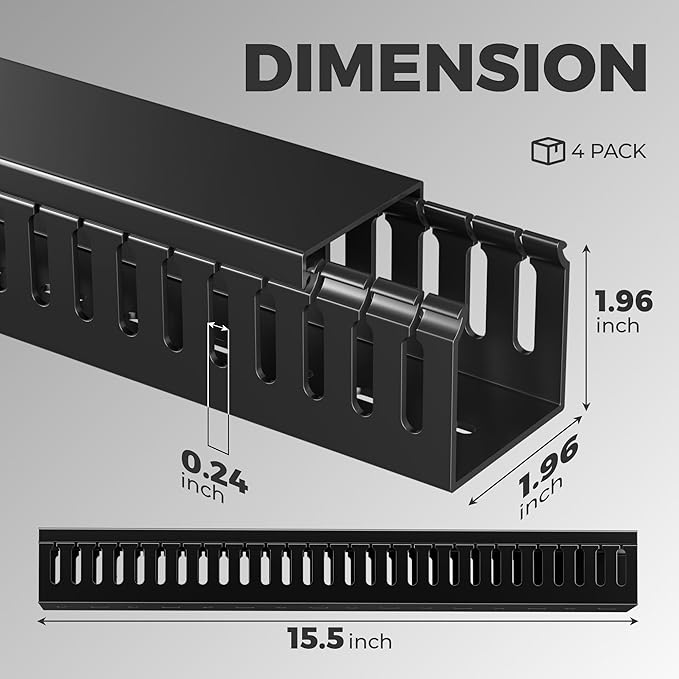 Yecaye 62.8in(4x15.7in) Cable Raceway, Large Under Desk Cable Management for Server Rack Wire Raceway, Wire Management Tray, Cord Organizer for Gaming Desk, Black