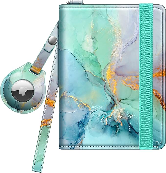 Fintie Passport Holder with Airtag Holder, Slim Travel Wallet RFID Blocking Passport Cover Protector Essentials with Credit Card Slots for Women/Men