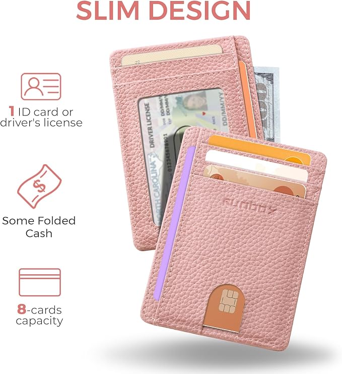 RUNBOX Slim ID Cases Minimalist Front Pocket RFID Blocking Leather Wallets for Men and Women Card Holder Wallets Gifts for men
