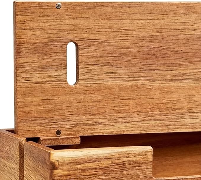 Cord Management Box - Solid Timber Structure, Extension Lead Hideaway Case, Tangles Free Cable Tidying Station, Minimalists Decorative Safety Shell | Desk Tool for Professionals & Students