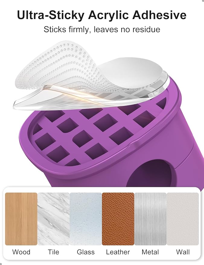 6 Pack Magnetic Cable Clips [1s Open/Lock], Laitver Cord Organizer Holder Strong Adhesive Desk Cable Management- Organize Charging Cords Neatly for Home, Office, Car,Desk, Nightstand-Deep Purple