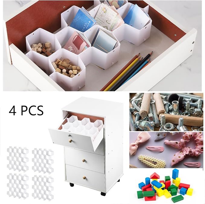 32Pcs Honeycomb Drawer Organizer Divider for Underwear Socks Bras Ties Belts Scarves (112 Slots)