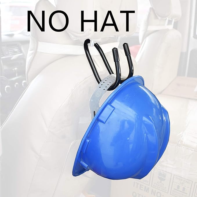 YYST Flexible Over the Seat Hard Hat Rack Holder Back Seat Hanger Headrest Hanger Headrest Hook (Black X 4 Pack)