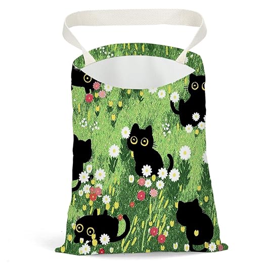 Black Cat Car Trash Bag, Car Trash Bag Hanging, Waterproof Cars Back Seat Hanging Organizer and Storage Trash Bags for Vehicle Travelling Camping
