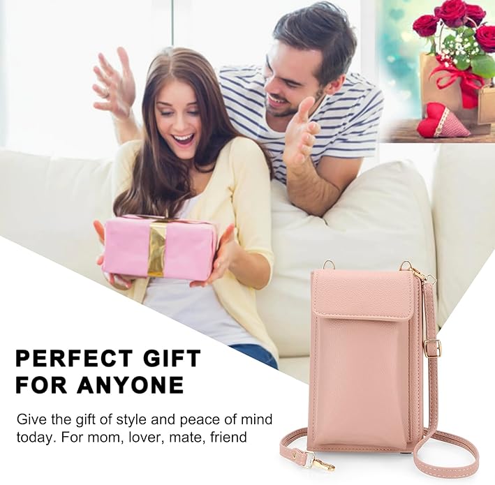 DOB SECHS Leather Passport Wallet Crossbody Phone Bag, RFID Blocking Passport Holder Credit Cards Case for Women