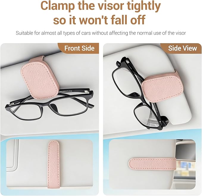 Sunglass Holder for Car Visor Clip, Teen Girl Car Essentials, Cute Pink Car Accessories for Women, Car Visor Magnetic Sunglasses Holder Clip (1, Pink)