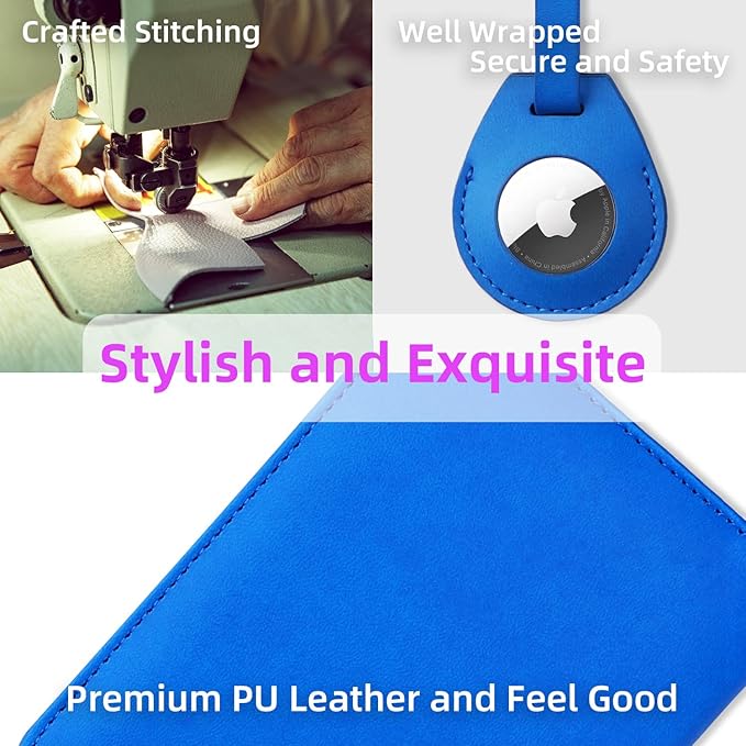WALNEW AirTag Passport Holder, PU Leather Airtag Wallet RFID Blocking Passport Cover Travel Essentials Case for Women Men (Blue)