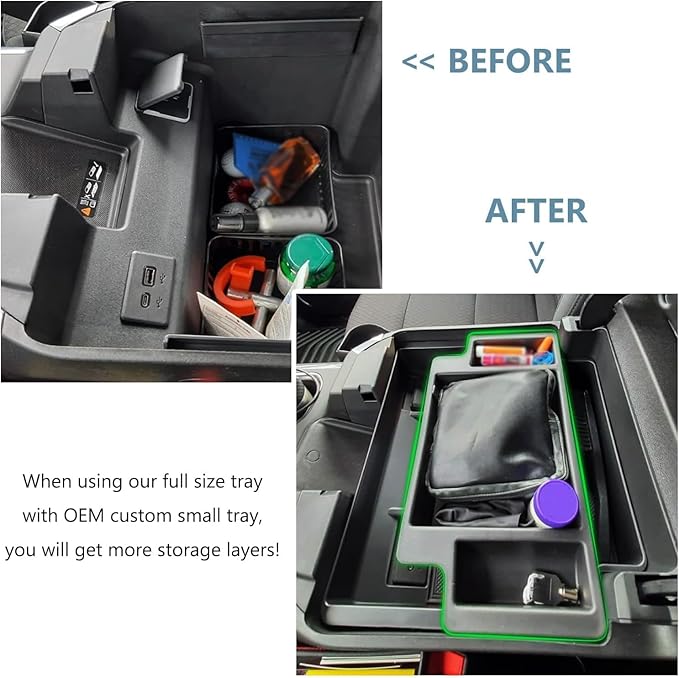 Center Console Organizer fit for GMC 2023 2024 2025 Sierra/Chevy Silverado 1500 Accessories, 2024-2025 2500HD 3500HD (Wireless Charger With Full Console w/Bucket Seats Only)