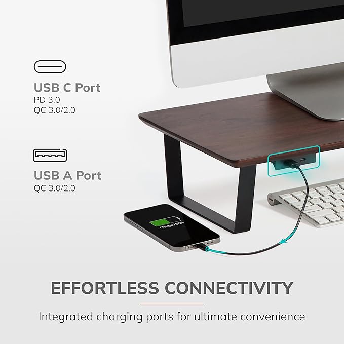 Anji Mountain Monitor Stand - Desktop Organizer & Laptop Riser, Ergonomic Monitor Riser, Space-Saving Monitor Stand for Desk, Durable Construction, Easy Assembly, Ideal for Home & Office,Walnut