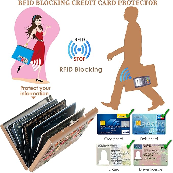 BONSYL® Credit Card Holder, RFID Blocking Slim Metal Credit Card Wallet, with Card Slots, for Women and Men. | RFID Blocking, Slim, 6 Card Slots