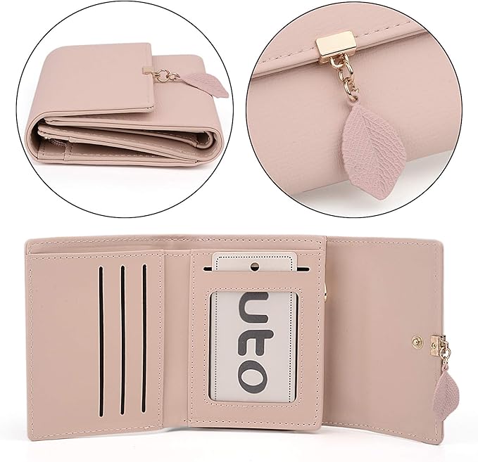 UTO RFID Wallet for Women PU Leather Leaf Pendant Card Holder Phone Checkbook Organizer Zipper Coin Purse | Leaf Pendant, Card Holder, Phone, Checkbook, Organizer, Zipper