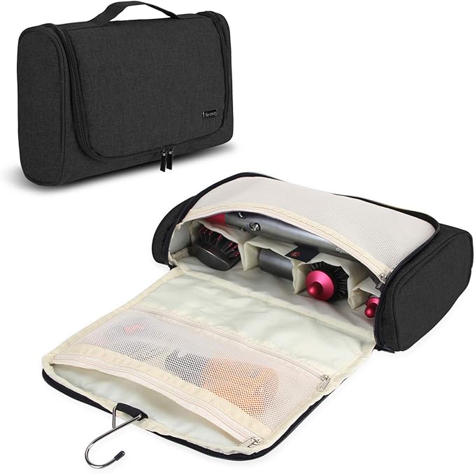 Teamoy Travel Storage Bag Compatible with Dyson Airwrap Styler, Portable Travel Organizer for Airwrap Styler and Attachments, Black