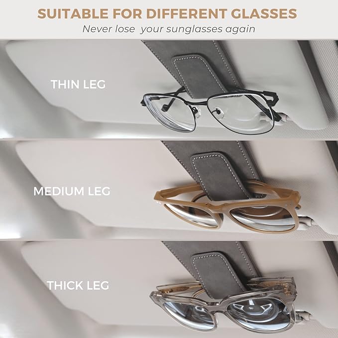 Sunglasses Holder for Car Sun Visor, Multifunctional Sunglasses Hanger with Ticket Card Pocket