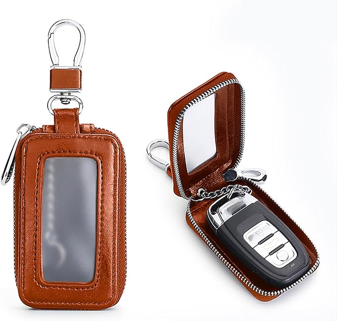 vvag Premium Car Key Fob Case Genuine Leather Car Smart Key fob Holder Car Remote Keychain Bag Universal