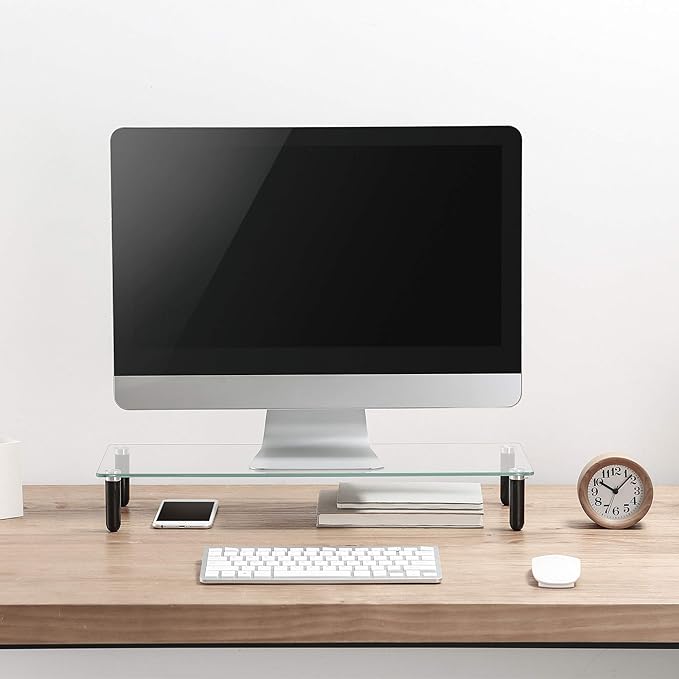 Lorell 4-Leg Single Shelf Glass Monitor Stand