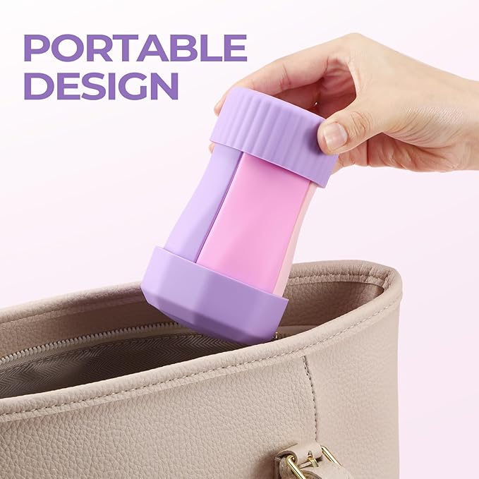 4 in 1 Silicone Travel Bottle for Toiletries, Travel Size Containers Leak Proof Refillable Liquid Squeezable Portable Dispenser Tubs for Shampoo Conditioner Lotion Body Wash(Purple)