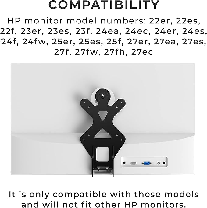 HumanCentric VESA Mount Adapter for HP Monitors 22er, 22es, 22f, 23er, 23es, 23f, 24ea, 24ec, 24er, 24es, 24f, 24fw, 25er, 25es, 25f, 27er, 27ea, 27es, 27f, 27fw, 27fh, 27ec VESA Adapter Bracket