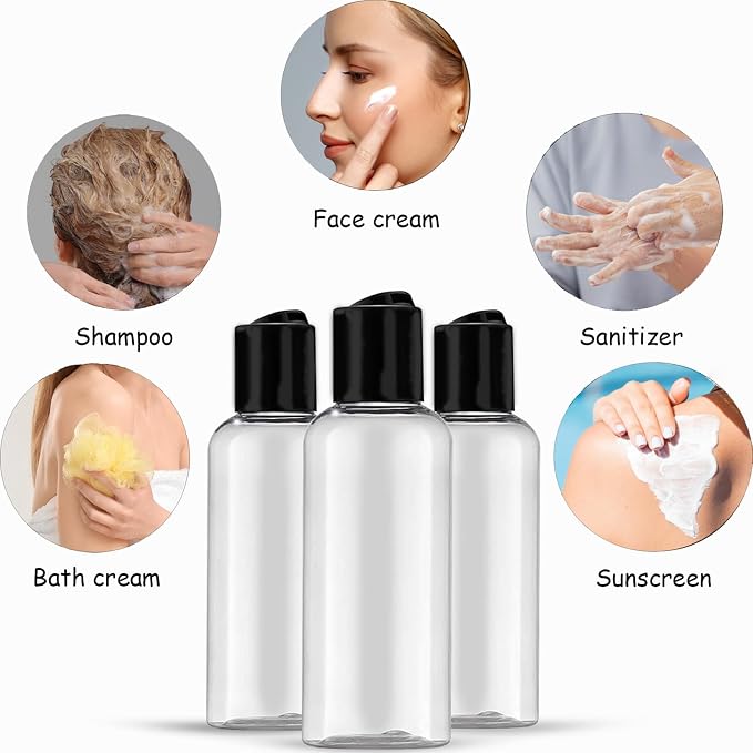 10 PCS Leakproof 3.4 Oz Travel Bottles, Cosmetic Containers, For Toiletries | Lightweight and shatterproof plastic, 1.5 in (deep) x 5 in (high), sticker accessories, Easy to carry for travel