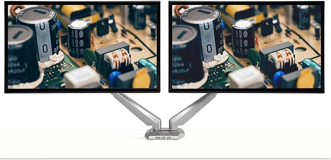 StarTech.com Desk Mount Dual Monitor Arm with USB/Audio, Desk Clamp Ergonomic VESA Mount for up to 32" (17.6lb/8kg) Displays