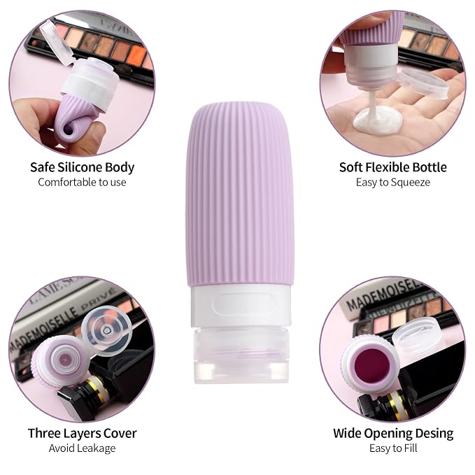 Mrsdry 16 Pack Travel Bottles Set, TSA Approved Leak Proof Silicone Squeezable Containers for Toiletries, Refillable Travel Accessories for Conditioner, Shampoo, Lotion & Body Wash Accessories