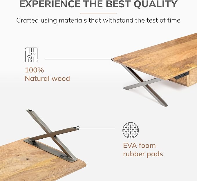 Anji Mountain Monitor Stand - Desktop Organizer & Laptop Riser, Ergonomic Monitor Riser, Space-Saving Monitor Stand for Desk, Durable Construction, Easy Assembly, Ideal for Home & Office,Natural