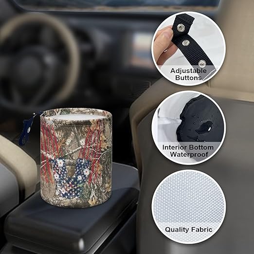 Camo Car Trash Bin Folding Vehicle Garbage Small Mini Can Travel Garbage Organizer Bag Accessories