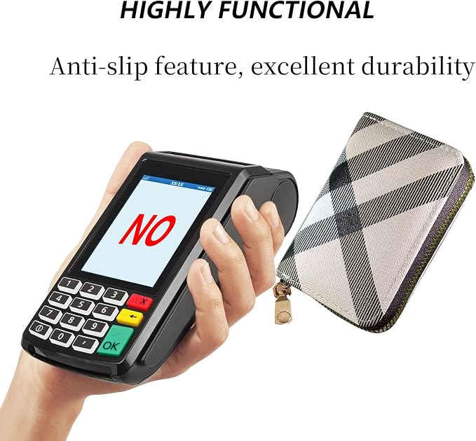 Ladies change card bag, zip storage bank card case, small portable 11 large capacity pouch, holds banknote change credit card(Striped white)