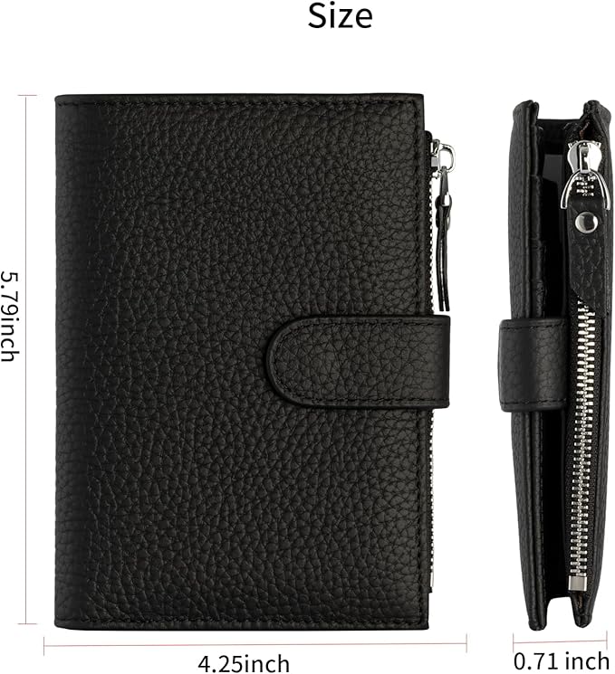 Passport wallet and Card Slot Combo RFID Blocking Slim Leather Travel Passport Wallet for Men and Women with Zippered Coins Pocket Passport holder,Black